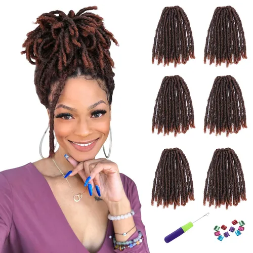 Miniatura 30 de WIGNEE Cabello de Ganchillo 120 Hebras Locs Sintéticos 8 Pulgadas Locs Suaves Pre-Trenzados 6 Paquetes Cabello de Ganchillo Pre-Anudado para Mujeres