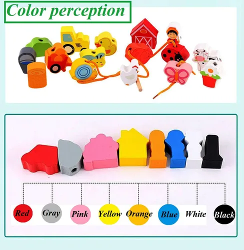 Miniatura 3 de Lacing Farm Toy Juego de bloques de madera, juguetes educativos tempranos, juegos de cuerda y cuentas de cordones para niños pequeños juego