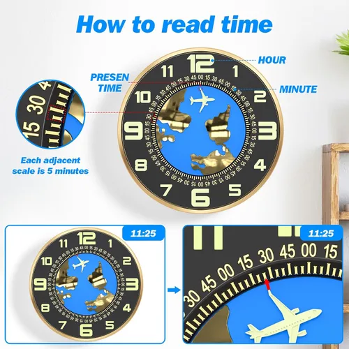 Miniatura 6 de Reloj de pared decorativo, funciona con pilas (AA batería no incluida), 12 pulgadas, marco de metal, silencioso sin tictac, textura de alta gama