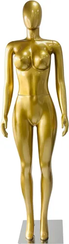 Miniatura 7 de Maniquí femenino de cuerpo completo dorado mate de 70.8 pulgadas, maniquí de exhibición de estilo brasileño con brazos ajustables, soporte de torso