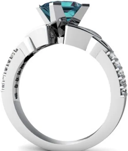Miniatura 3 de Awmnjtmgpw - Anillo de compromiso de boda para mujer, plata de ley 925, corte celta, topacio arcoíris, circonita cúbica, topacio azul, talla 6-10