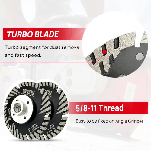 Miniatura 5 de DT-DIATOOL Hoja turbo de diamante de 4 pulgadas para cortar hormigón de mármol de granito con dientes de protección inclinados