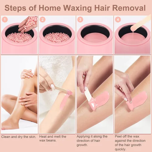 Miniatura 6 de Kit de depilación para mujer, mini calentador de cera, kit de cera dura con cuentas de 14 onzas, depilación portátil para cara, axilas, cejas