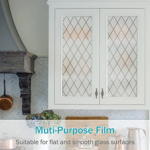 Miniatura 6 de VELIMAX Película esmerilada de celosía para ventana, película de privacidad para ventana, vinilo opaco de vinilo adhesivo no adhesivo, anti-UV, 29.5