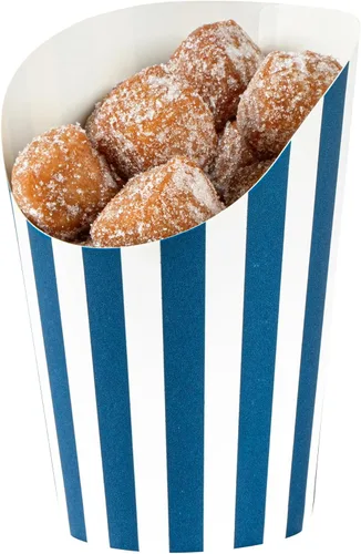 Miniatura 8 de Restaurantware Bio Tek - Recipientes de papas fritas de 12 onzas, 100 tazas desechables de charcutería, diseño inclinado, redondo, a rayas