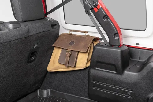 Overland Outfitters Bolsa de sillín Sherpa, par de 2 – Compatible con Jeep Wrangler JL 2018-2022 – Cuero y lona de alta calidad – Se adapta a