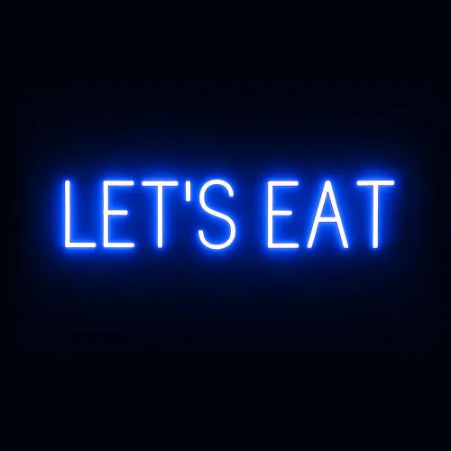 Miniatura 55 de SpellBrite Letrero EAT Letrero de neón para comer con luz LED azul, 13.1 x 6.3 pulgadas