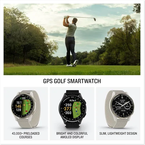 Miniatura 3 de Garmin 010-03010-01 Approach S50, reloj inteligente avanzado con GPS de golf, pantalla AMOLED, paquete de características en el campo con paquete