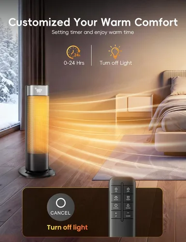 Miniatura 6 de Calentadores de 1500 W para uso en interiores, calentador de espacio portátil para habitación grande con control remoto, cerámica PTC, oscilación