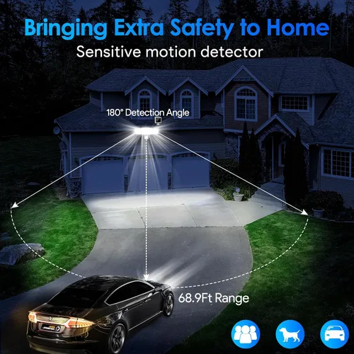 Miniatura 2 de Energetic - Luces solares para exteriores, 1800 lm, 192 luces LED de seguridad con sensor de movimiento con control remoto, reflector impermeable