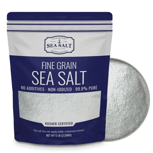 Miniatura 8 de Sal de mar de grano fino para hornear, sal de mesa pura no yodada de Baja de reemplazo, rica en minerales para cocinar, bolsa de 14 onzas