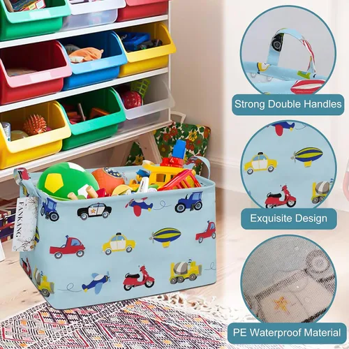 Miniatura 6 de Canasta plegable de almacenamiento para guardería, con revestimiento de polietileno impermeable, de grand tamaño, para niños y niñas, oficina
