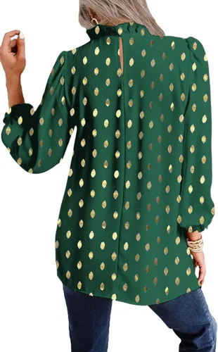 Miniatura 3 de Avanova - Blusa de manga larga con estampado de leopardo y dobladillo con cuello alto falso para mujer