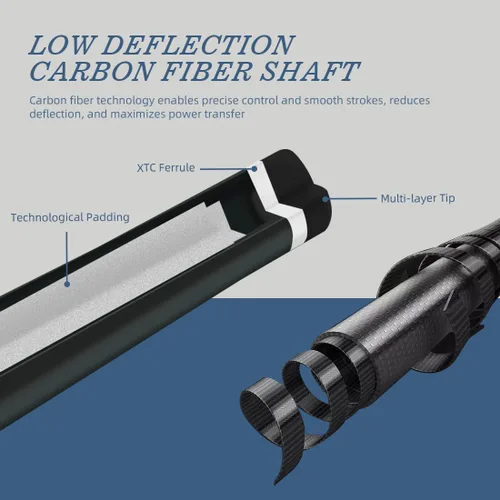 Miniatura 4 de KONLLEN Carbon Fiber Pool Cue Stick 58-inch Professional Pool Sticks for Adults Full Carbon Technology Low Deflection Pool Cue Billiard Cues with