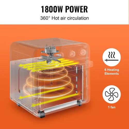 Miniatura 3 de VEVOR Horno tostador con freidora de aire 7 en 1, horno de convección de 18 L, horno tostador de acero inoxidable de 1800 W, combo de encimera