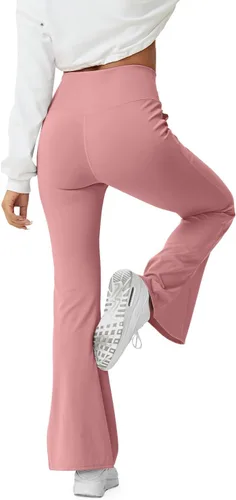 Miniatura 5 de HEGALY Pantalones de yoga acampanados para mujer, leggings cruzados, suaves, de cintura alta, pantalones casuales de entrenamiento con corte de bota