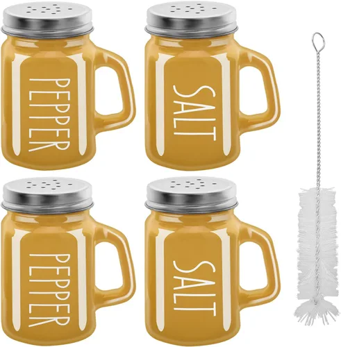 Miniatura 10 de 2 botellas de vidrio para especias de 4 onzas, saleros, botellas de especias para el hogar, salero y pimentero, tarro de condimentos multiusos