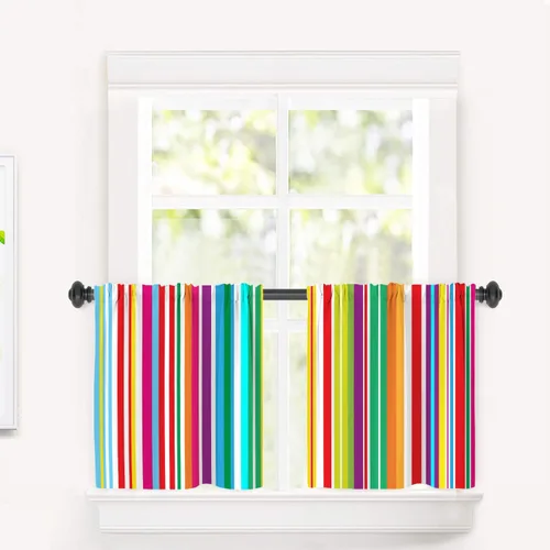 Miniatura 22 de Cortinas de cocina de hojas de arce otoñales para ventanas, hojas verdes y rojas sobre cenefas opacas negras, tratamientos de ventana de poliéster