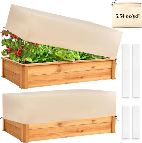 Miniatura 8 de Cubiertas para Plantas Protección contra Heladas Paquete de 2 con Cordón Elástico, 3.54 oz/yd² Manta contra Heladas para Clima Frío de Invierno