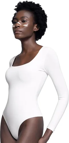Miniatura 53 de PUMIEY Body sexy de manga larga con cuello cuadrado para mujer, colección Smoke Cloud