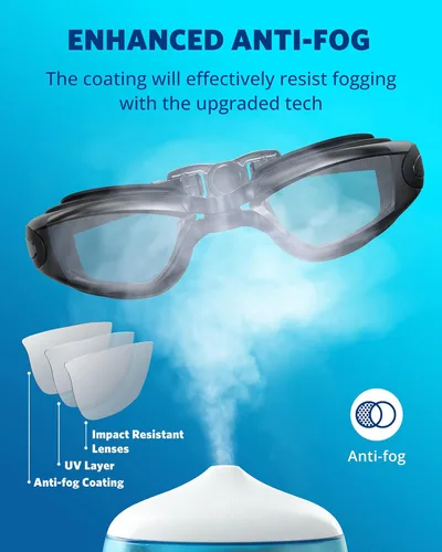 Miniatura 4 de Aegend Gafas de natación, gafas de natación sin fugas, protección completa para adultos, hombres, mujeres y jóvenes Negro (Lente de color negro)
