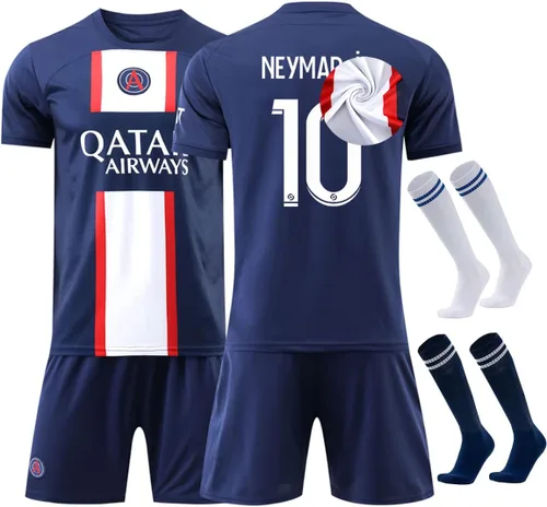 Leytearoo Conjunto de calcetines de fútbol para niños, camiseta y pantalones cortos para niños y jóvenes