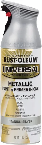 Rust-Oleum 245220 Pintura en aerosol metálica universal para todas las superficies, 11 onzas, plata titanio plateado titanio
