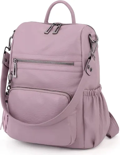 Miniatura 5 de UTO Mochila de cuero vegano para mujer, diseño de moda, convertible con borla, para viajes, con borla