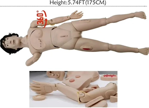 Miniatura 4 de Maniquí de enfermería de trauma, Maniquí médico para el cuidado del paciente para entrenamiento: RCP de 5.74 pies de cuerpo completo con más de 30