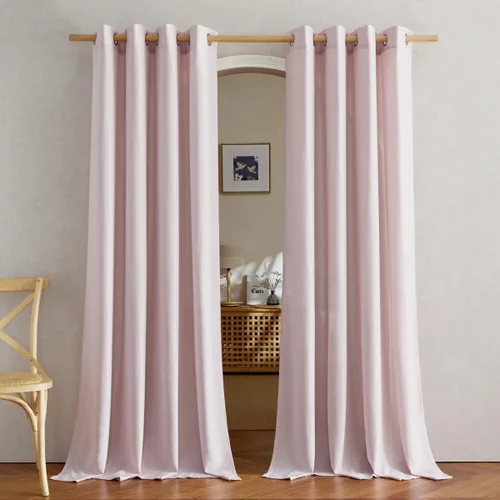 Miniatura 133 de NICETOWN Cortinas de lino natural con textura de lino para dormitorio, mezcla de lino rústica con ojales en la parte superior, semitransparentes