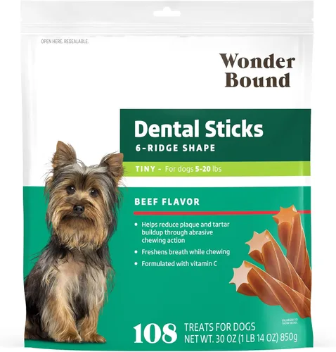 Miniatura 10 de Marca Amazon – Wonder Bound - Palitos dentales con sabor a carne de res para perros grandes (más de 30 libras), forma de 6 crestas para control