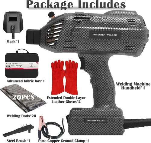 Miniatura 6 de Soldador de mano, soldador portátil 20-140A, 110V, inversor IGBT, soldador de mano, 20 varillas de soldador portátil de mano, pistola de soldadura