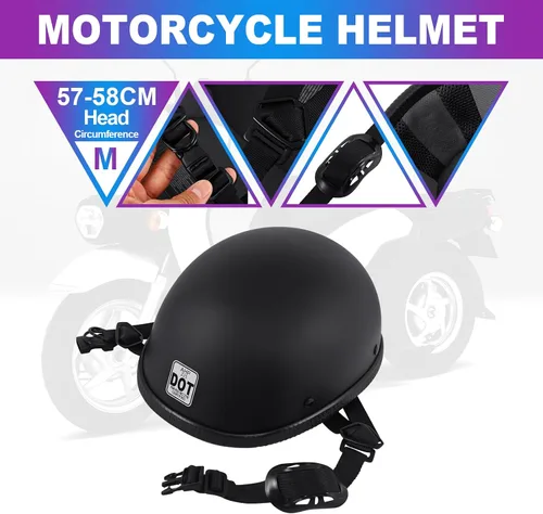 Miniatura 2 de Beanie - Casco de motocicleta aprobado por DOT, casco de media cara para adultos, casco de media cara para crucero, scopper, ciclomotor