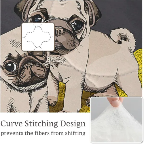 Miniatura 5 de Sleepwish - Juego de edredón de carlino, juegos de ropa de cama de perro de 4 piezas para cama individual, edredón gris reversible para chicos