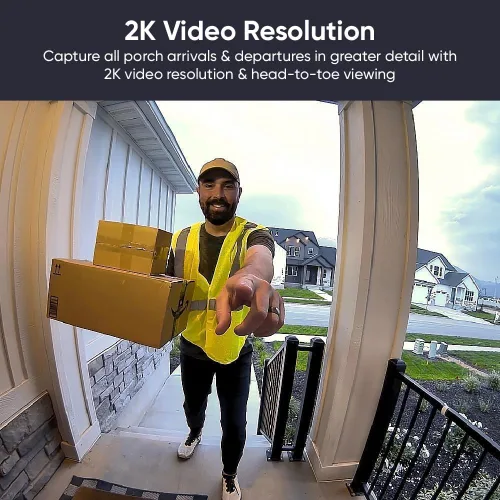 Miniatura 2 de Cámara de timbre v2 + Kit de cuña, timbre de video inteligente 2K con aviso de voz activado por movimiento, visión nocturna, audio bidireccional