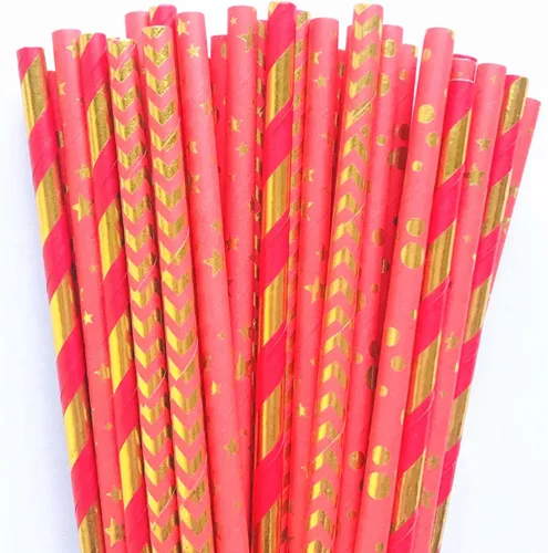 100 popotes de papel para fiesta, biodegradables y coloridos, de colores, negro, rosa, azul, rojo, verde, rosa, oro, plata, a granel, para Todo