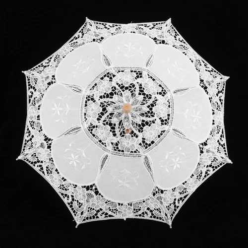 Miniatura 9 de Sombrilla de encaje sombrilla vintage de boda sombrilla de novia para fotos disfraces y fiestas 3-blanco