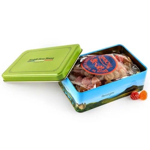 Miniatura 5 de Straight from France Genuinely French, Surtido de mini gelatinas de frutas francesas (Pates de Fruit), 5 sabores en lata de regalo de dulces