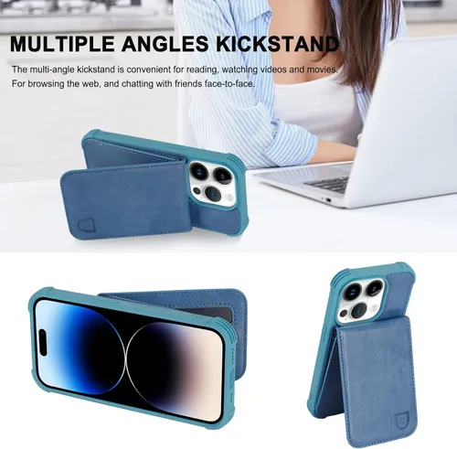 Miniatura 5 de VANAVAGY Funda tipo cartera compatible con iPhone 14 Pro para mujeres y hombres, de piel sintética, cierre magnético, con bloqueo RFID, tarjetero