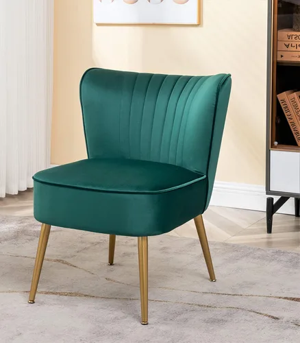 Miniatura 15 de Container Furniture Direct Silla moderna de terciopelo para sala de estar, dormitorio o entrada, diseño elegante y cómodo sin brazos con patas