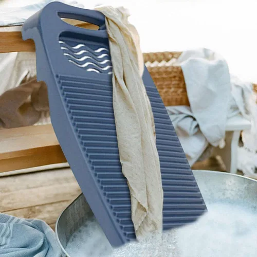 Miniatura 4 de Tabla de lavado de plástico, tabla de lavar el hogar, herramienta de limpieza manual de ropa para el hogar, dormitorio escolar (azul oscuro)