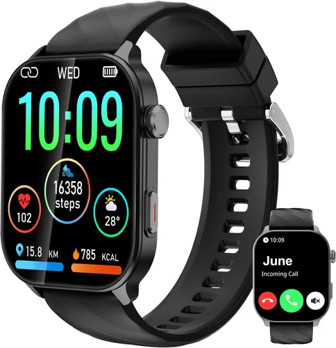 Reloj inteligente para hombres y mujeres (respuesta/hacer llamadas), con GPS integrado, pantalla HD de 2.1 pulgadas, monitor de frecuencia