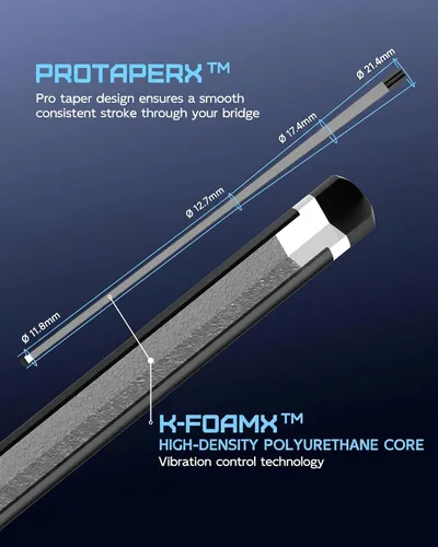 Miniatura 3 de KONLLEN 2.0 Carbon Fiber Pool Cue, Low Deflection Shaft with Pro Taper, Ebony Inlay Design, 12.5mm / 11.8mm Tip, Adjustable Weight System