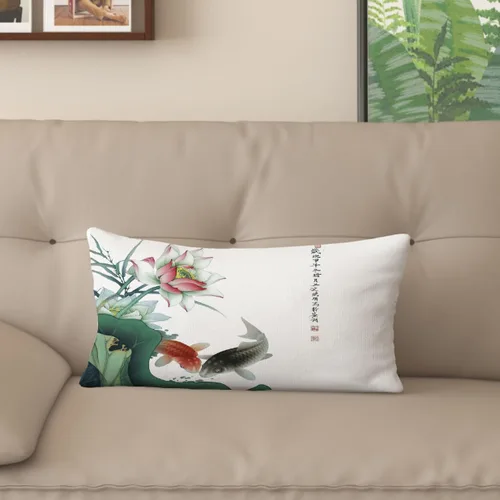 Miniatura 15 de Funda de almohada con estampado digital de loto zen chino, diseño de doble cara para sofá, sala de estar, decoración de dormitorio