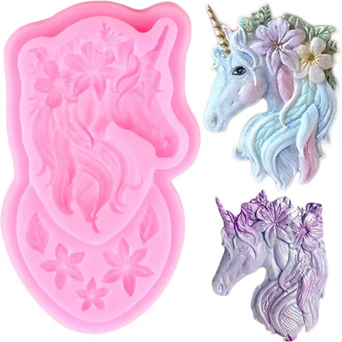 Miniatura 7 de ZiXiang Molde de silicona de unicornios con orejas de unicornios, moldes de fondant, molde de flores de rosas para decoración de pasteles, Estilo E