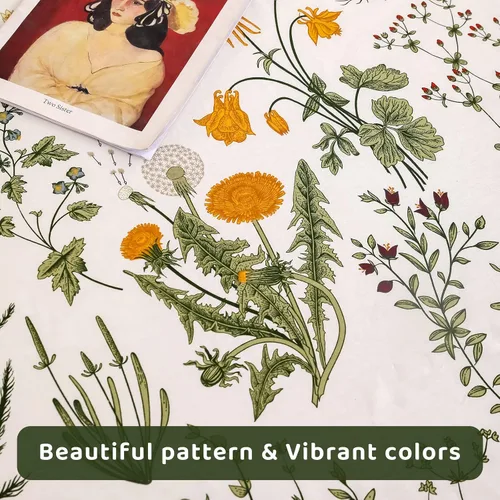 Miniatura 8 de QSH Sábanas 100% Algodón para Cama Tamaño Queen, Patrón Botánico de Plantas con Flores Amarillas, Sábanas de Cama Florales Impresas de Algodón