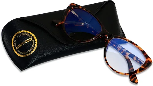 Miniatura 2 de ANDWOOD Gafas de bloqueo de luz azul para mujer, bloqueo de luz azul, para computadora, ojo de gato, transparente, montura AR003 Cateye Tortoise