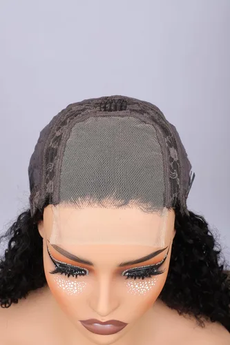 Miniatura 4 de Keshon Pelucas frontales de encaje rizado jerry 4x4 de cabello humano, densidad 180%, peluca frontal rizada, pelucas frontales de encaje