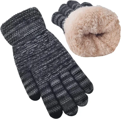 Miniatura 25 de Guantes de invierno cálidos para pantalla táctil para mujer, guantes térmicos de punto de lana con forro polar para clima frío