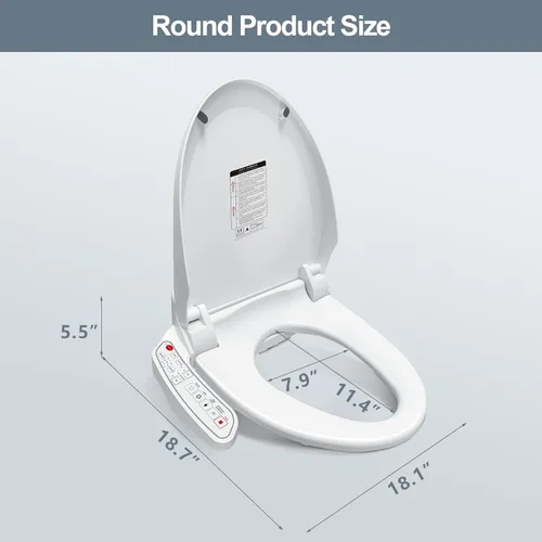 Miniatura 8 de ZMJH ZMA102D Asiento de inodoro con bidé, redondo inteligente, agua caliente ilimitada, lavado en remolino, calentado electrónicamente, secador